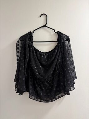 Express Black Sheer Polka Dot Blouse